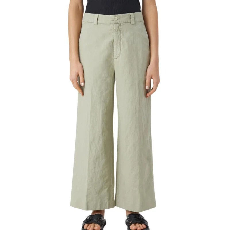 Barton Cotton Linen Pants In Light Moss Green Women's Evening Wear Attire