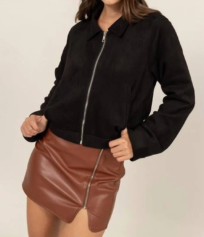 Nala Faux Suede Jacket In Black Women's Online Boutique