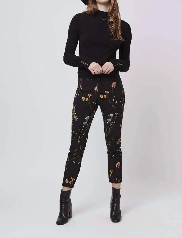 Floral Print Slim Pants In Multicolor Best Online Clothing Boutiques