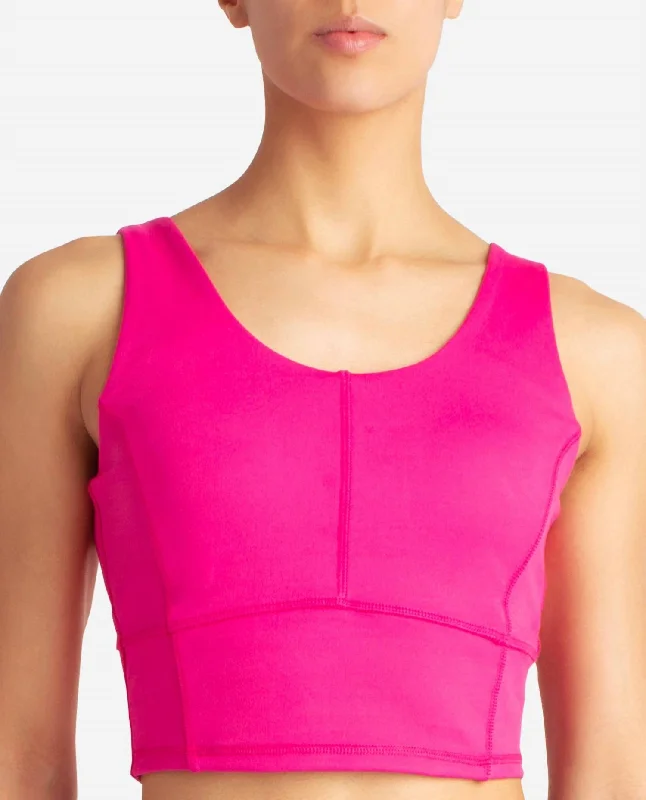 Sculpted Longline Bra In Luminous Pink Comfy Women's Outfits for Daily Wear