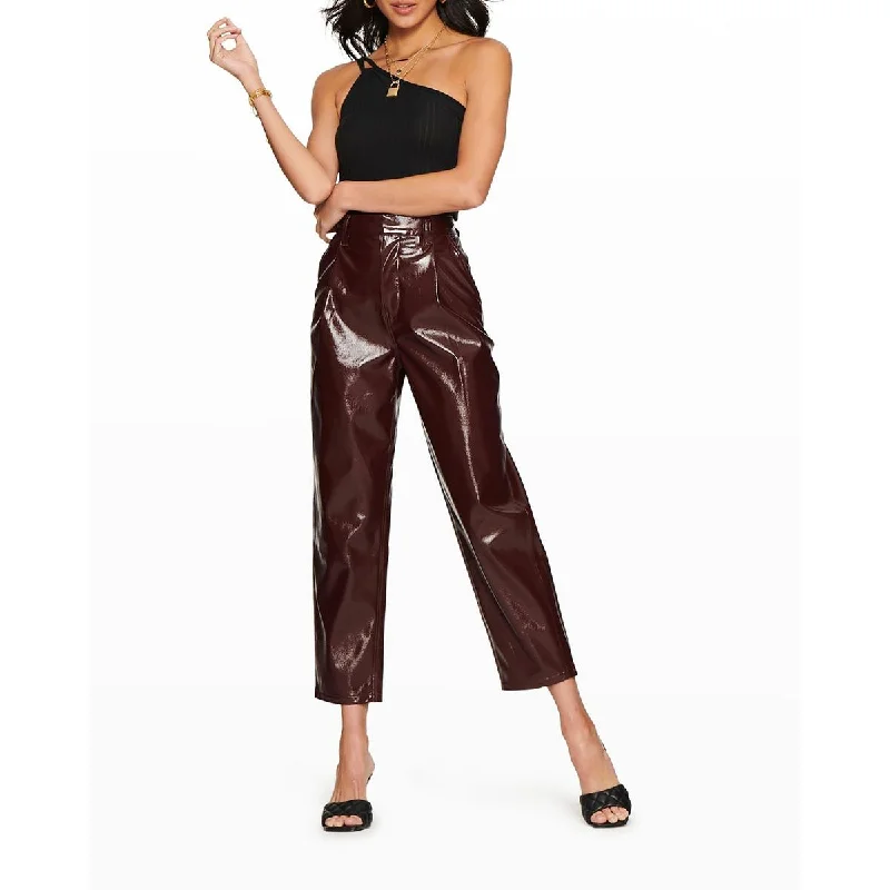 Womens High Rise Faux Leather Cropped Pants Women's Clothing For Everyday Wear