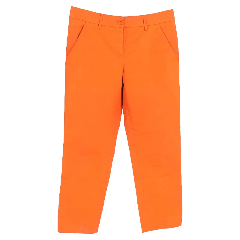 Etro Straight Leg Trousers in Orange Cotton Stylish Women's Outerwear Apparel