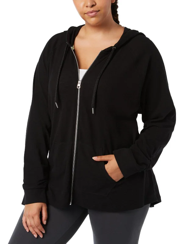 Plus Womens Zip-Up Ruched Hoodie Chic Women's Clothing for Date Nights