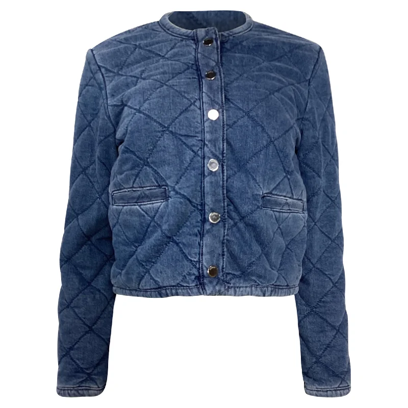 Ba&Sh Gibus Quilted Denim Jacket in Blue Cotton Women's Comfortable Apparel