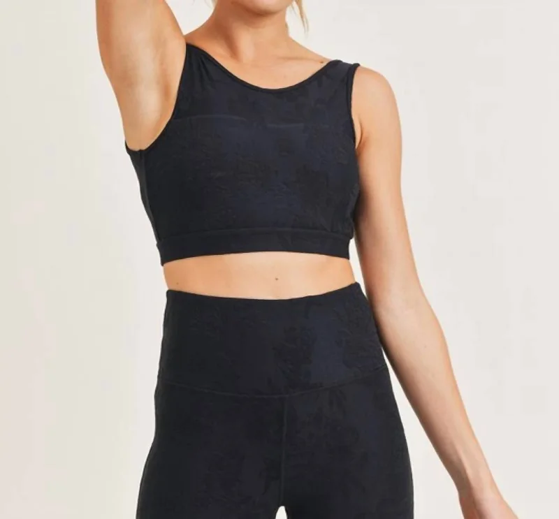 Hibiscus Sports Bra In Black Women's Chic Outfit