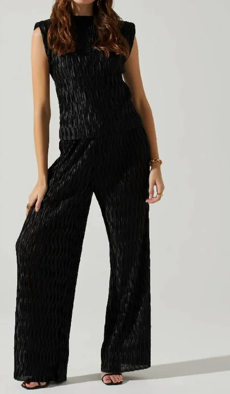 Savine Textured Pant In Black Luxury Women's Clothing