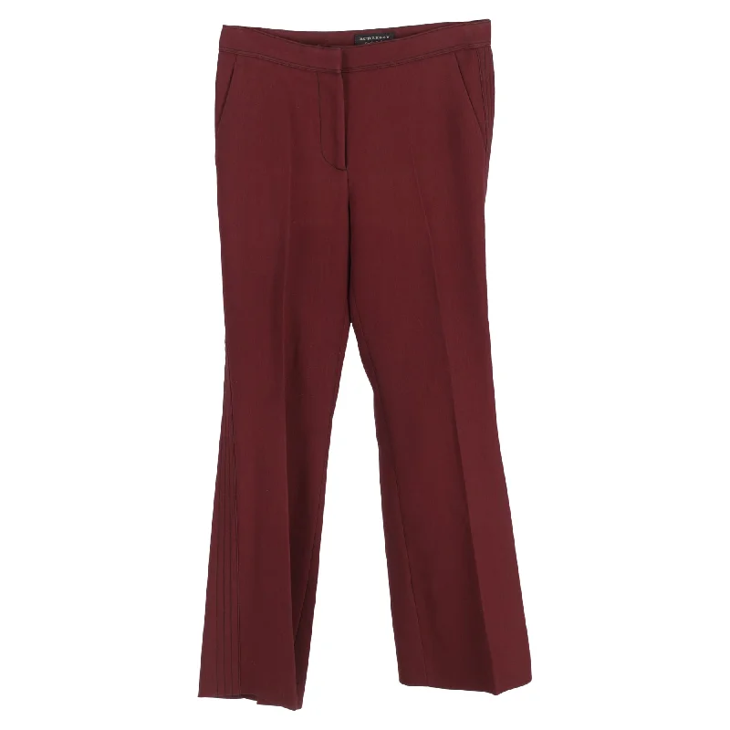 Burberry High-Rise Straight-Leg Trousers in Burgundy Wool Women's Clothes And Apparel Sets