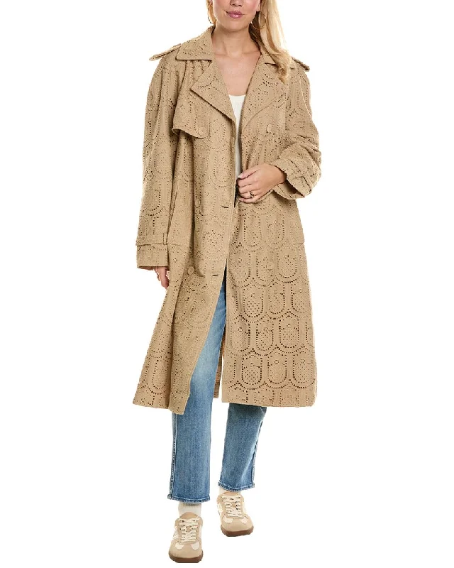 FARM Rio Eyelet Trench Coat Women's Comfortable Clothes For Weekends