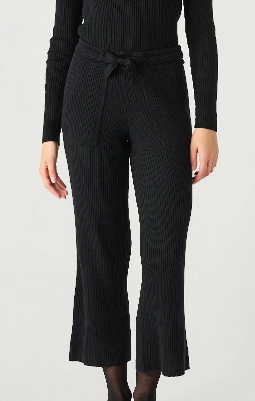 Ribbed Sweater Pants In Black Women's Comfy Attire For Lounging