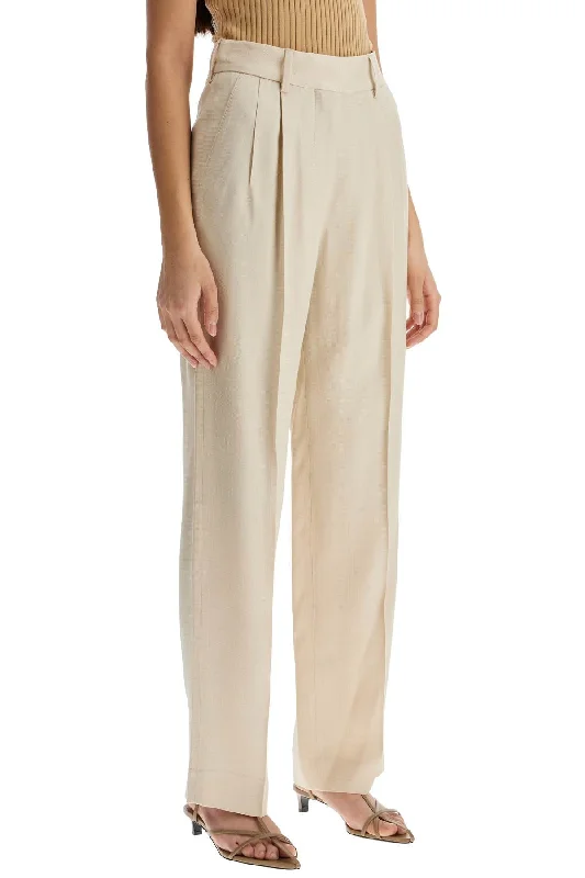 Blaze Milano Ivory Viscose Pants With Embroidered Pocket Eclectic Fashion