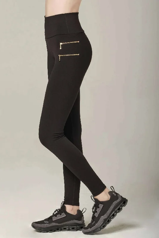 Women's Zip It Super Soft Legging Pants In Black Comfortable Women's Attire