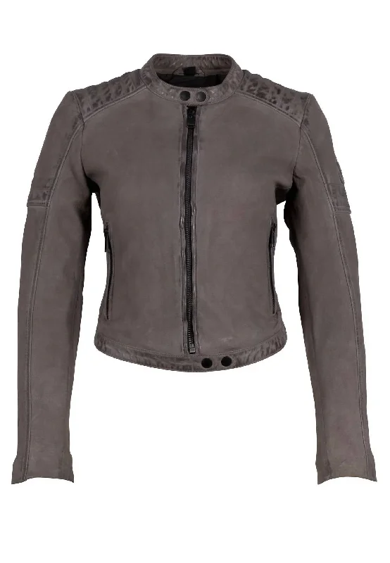 Amyna Leather Jacket In Grey Women's Comfortable Lounge Outfit