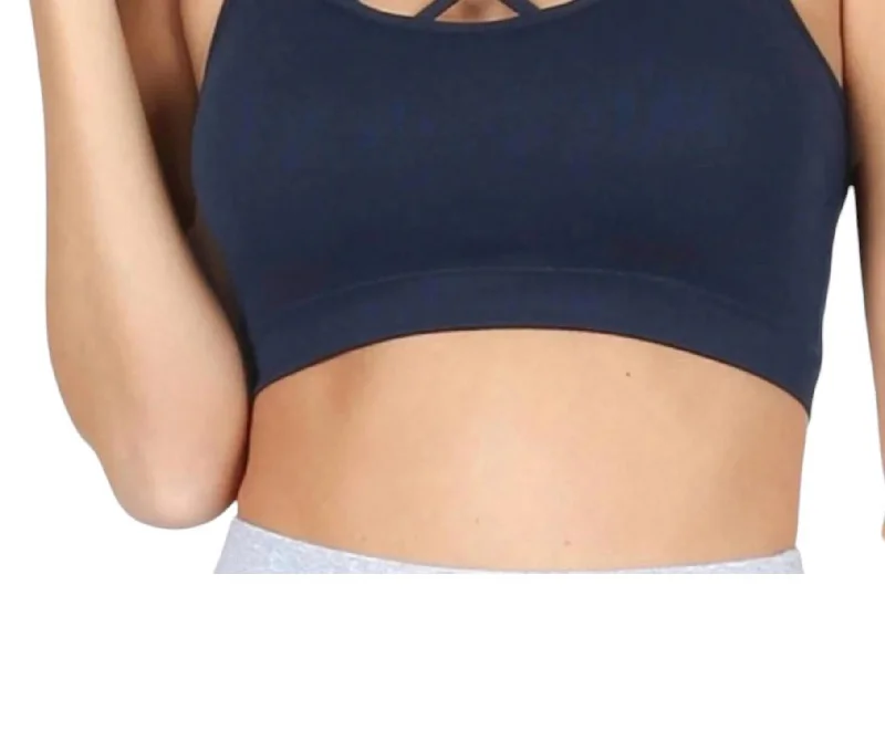 Strappy Seamless Bralette In Navy Women's Street Style Casual Wear