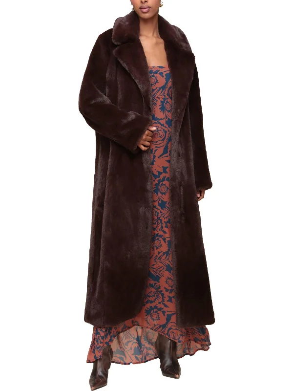 Womens Faux Fur Long Faux Fur Coat Women's Holiday Clothes