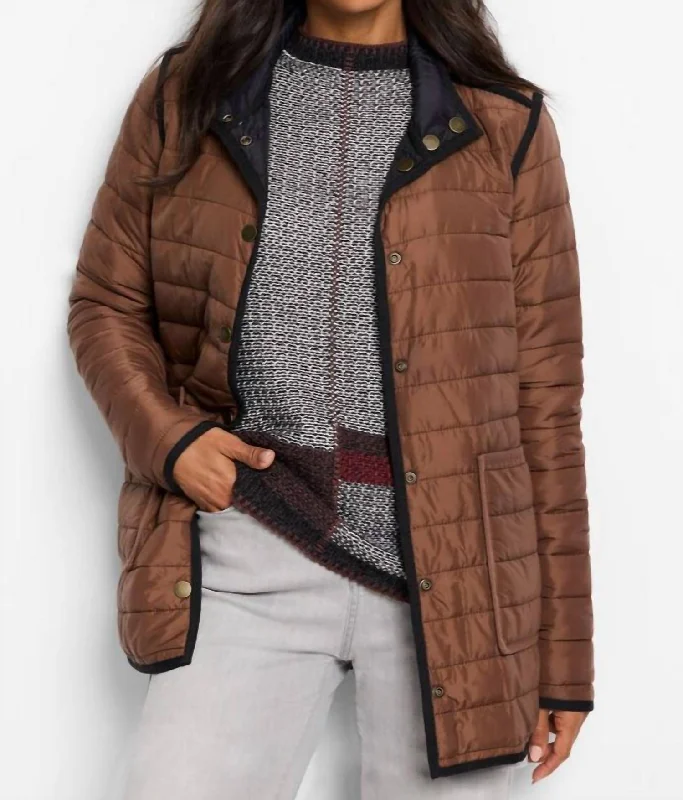 Allovette Reversible Puffer Jacket In Brown Multi Women's Stylish Outerwear