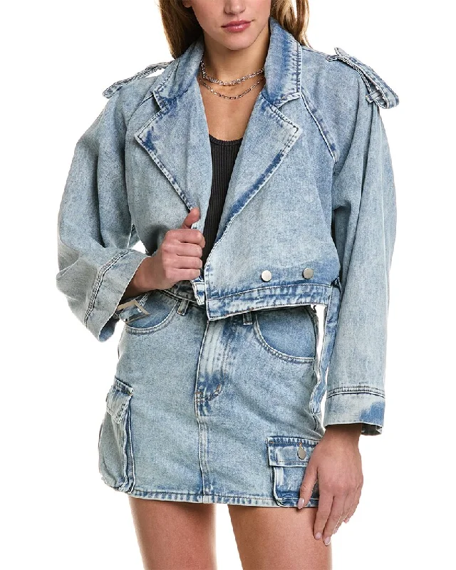 Vintage Havana Cropped Denim Trench Coat Vintage-Inspired Garments