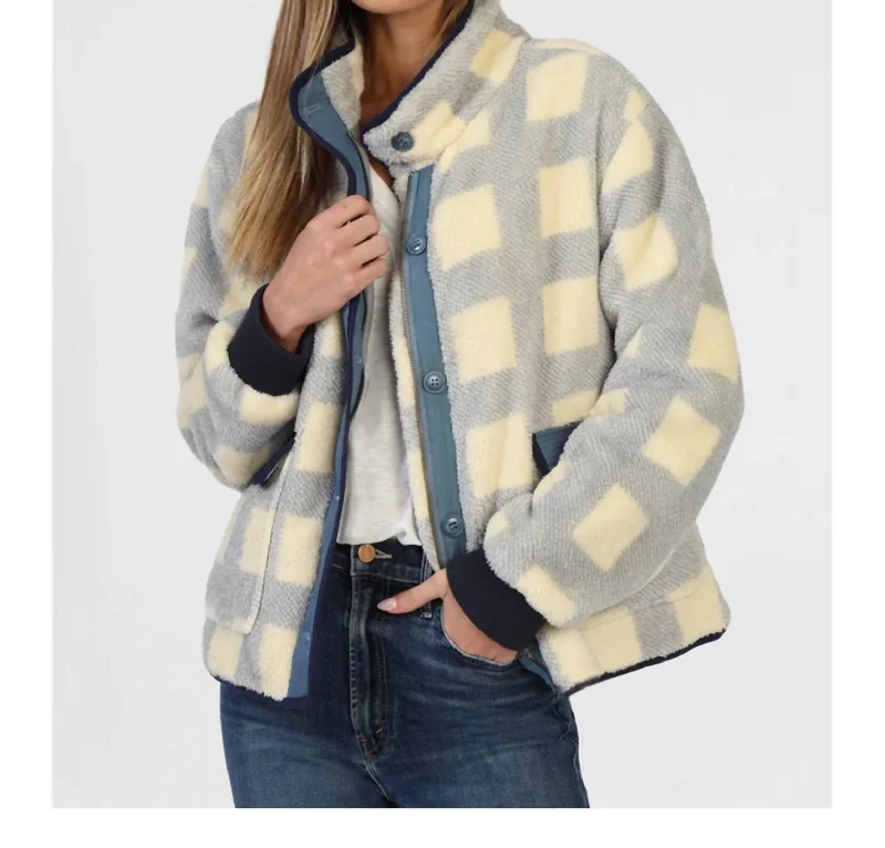 Cozy Plaid Jacket In Denim Casual Women's Clothing