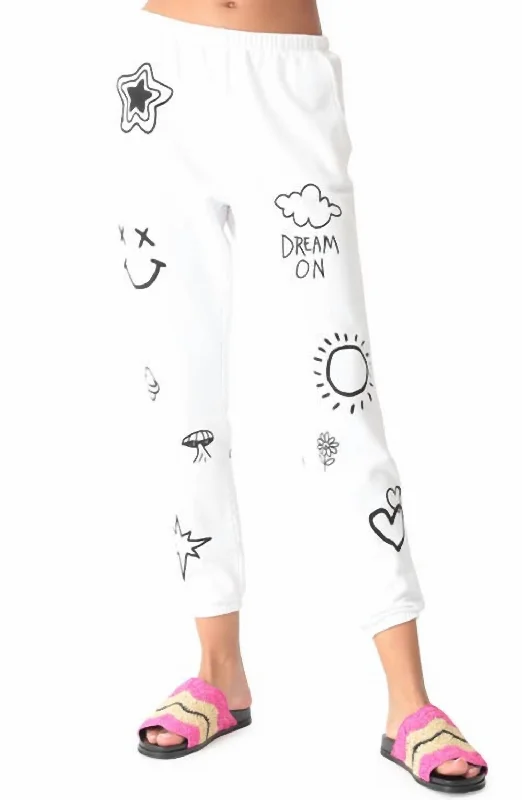 Siesta Doodle Sweatpants In Cloud/onyx Women's Cozy Winter Attire