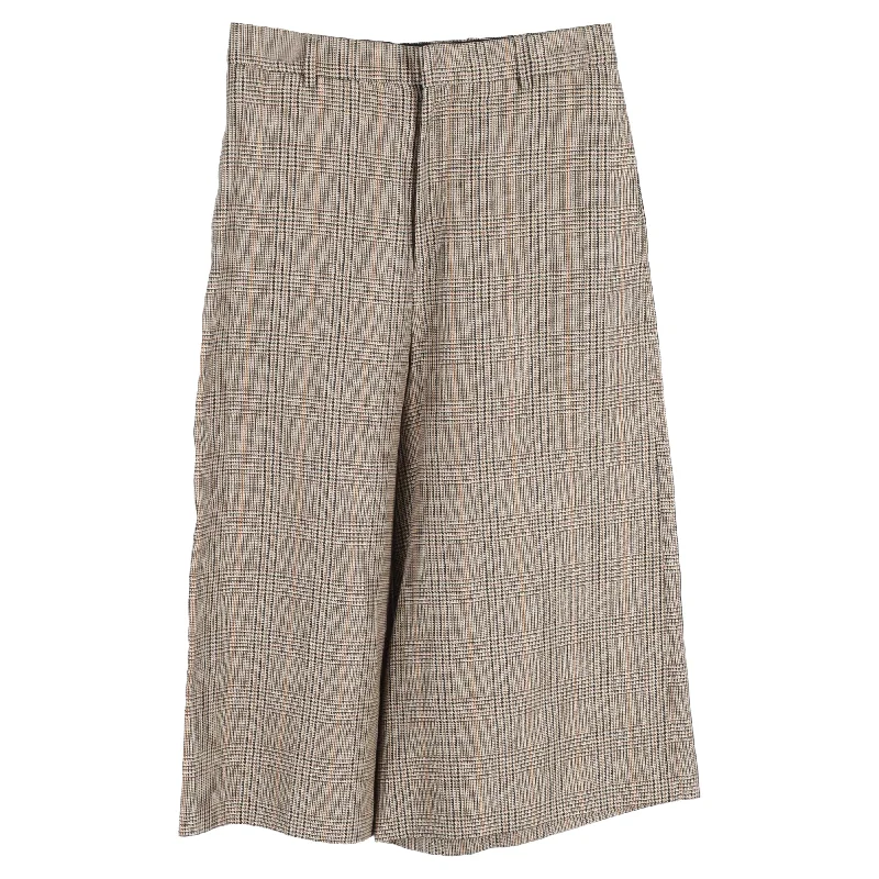 Celine Plaid High-Rise Culotte Pants in Brown Wool Women's Professional Apparel