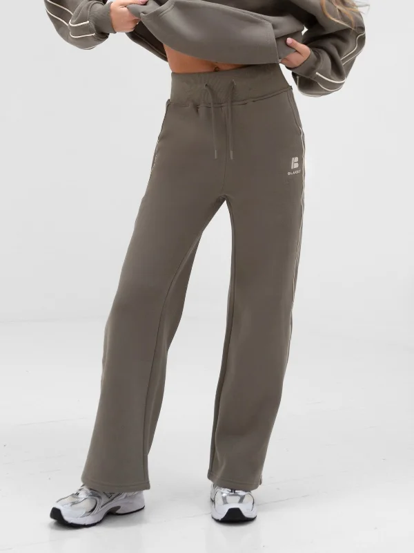 Apex Wide Leg Sweatpants - Safari Green Women's Luxury Apparel