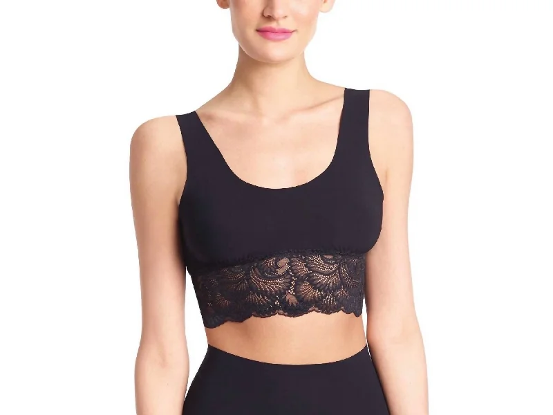 Sexy And Smooth Lace Trim Longline Bralette In Black Women's Work Outfit For The Office