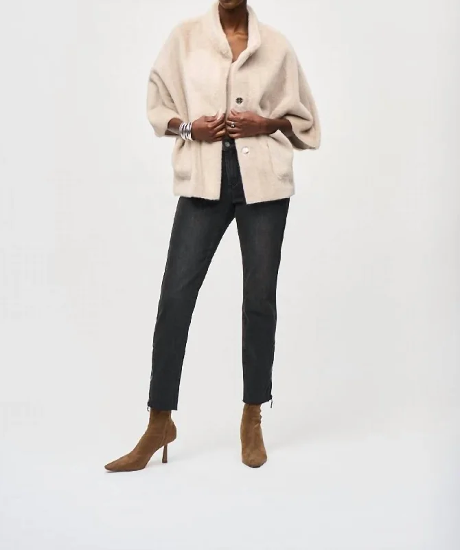 Faux Fur Suede Jacket In Champagne Women Clothes