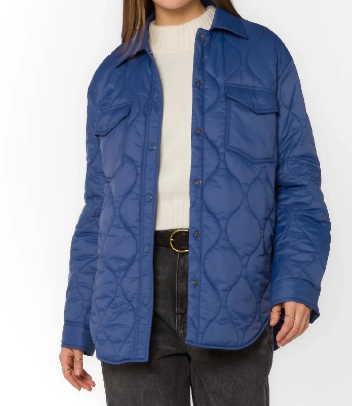 Bella Puffer Jacket In Deep Cobalt Casual and Comfortable Outfits