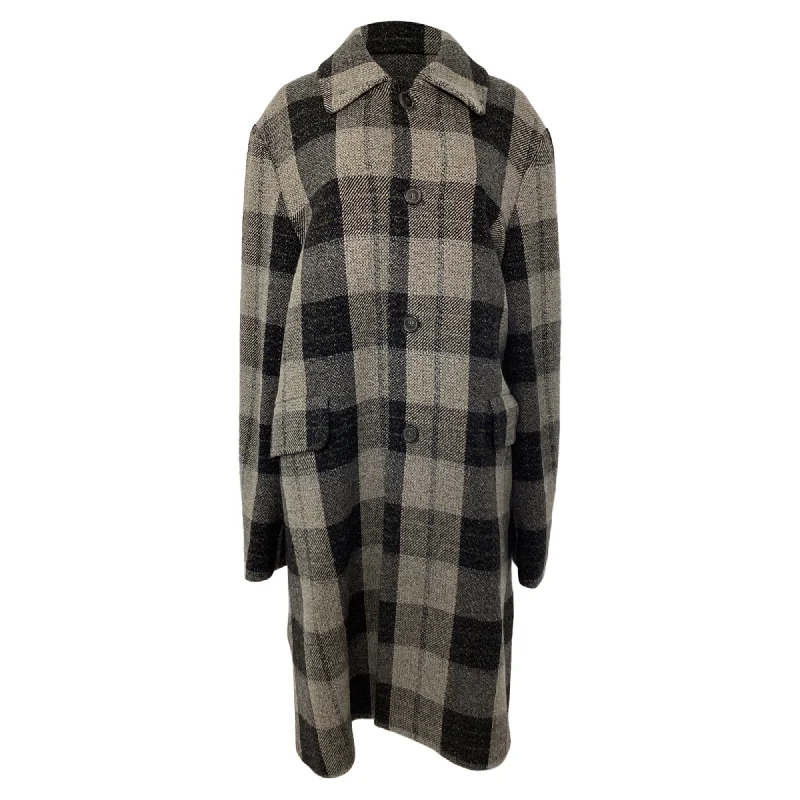 Acne Studios Check Coat in Grey Wool Women's Vacation Garments