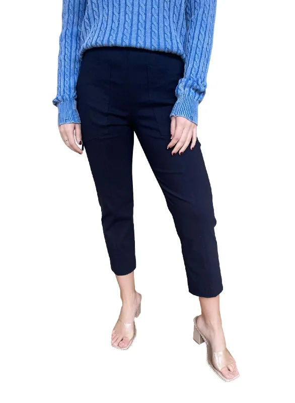 Control Stretch D Ring Crop Cargo Pant In Navy Women's Plus-Size Attire