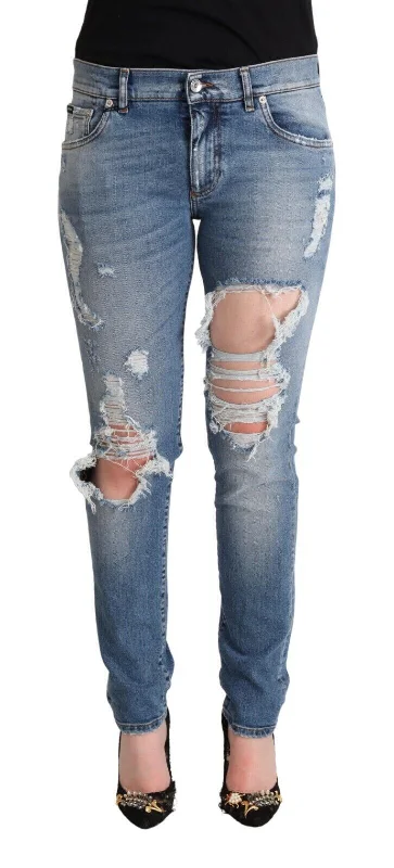 Dolce & Gabbana Chic Distressed  Skinny Women's Jeans Women's Occasion Wear Clothing