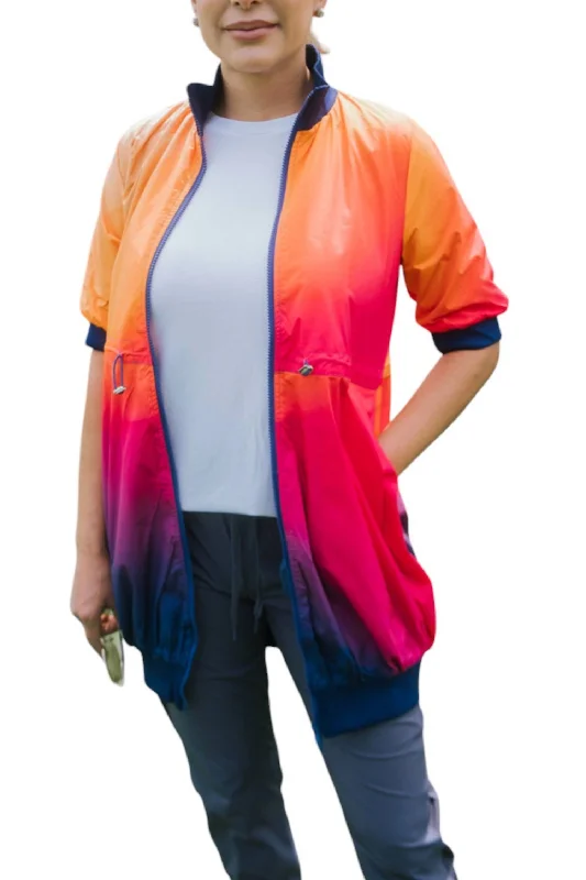 Short Sleeve Athletic Jacket In Sunset Ombre Clearance Sale Online