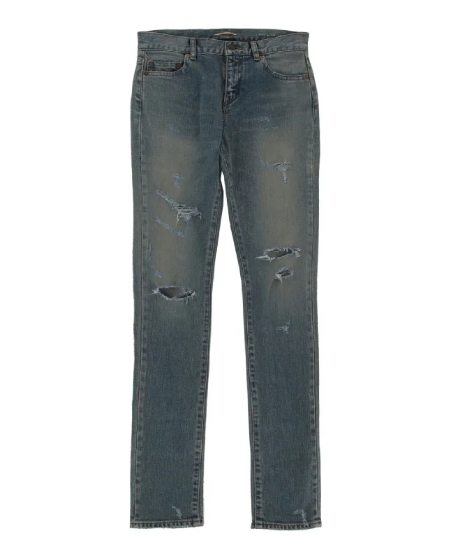 Saint Laurent Womens Distressed Skinny Jeans Women's Clothing For Casual Outings