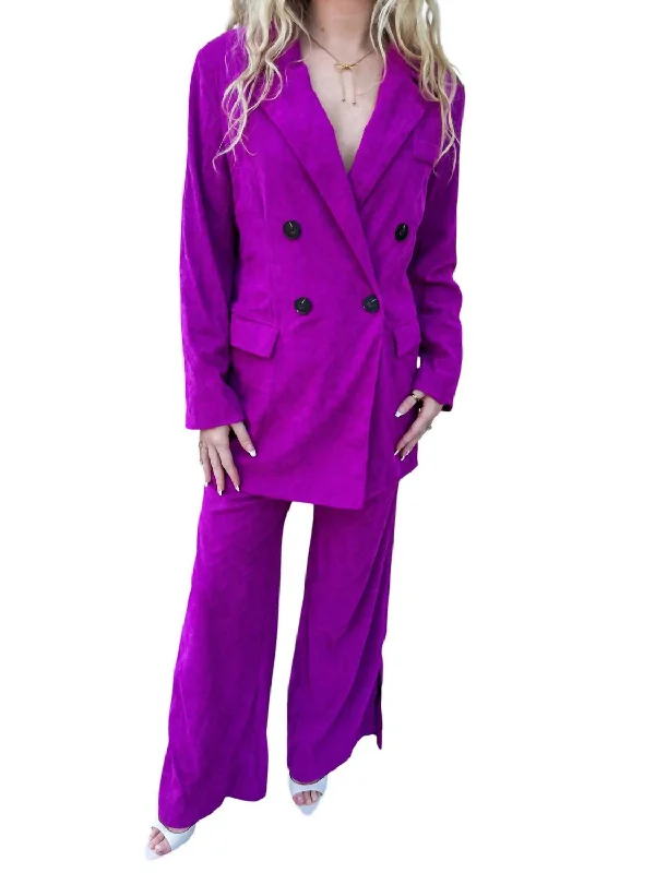 Empire Wide Leg Pants In Purple Women's Classic Attire