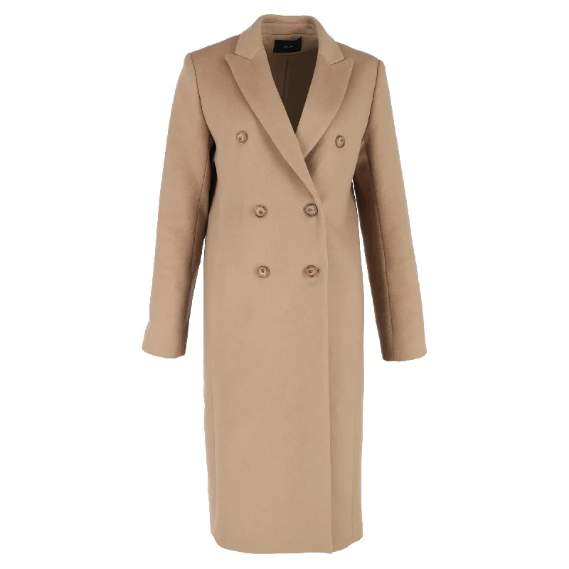 Joseph Double-Breasted Camia Coat in Beige Wool Women's Outerwear Garments