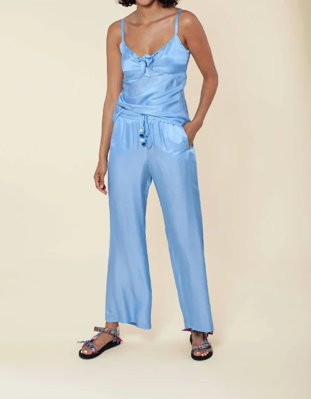 Solid Silk Pant In Blue Stylish And Comfortable Clothing For Women