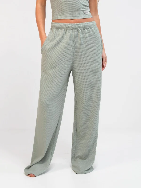 Soft Waffle Trousers - Sage Green Women's Athletic Apparel