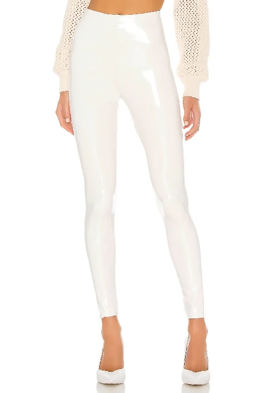 Perfect Faux Patent Leather Legging In White Affordable Women's Attire