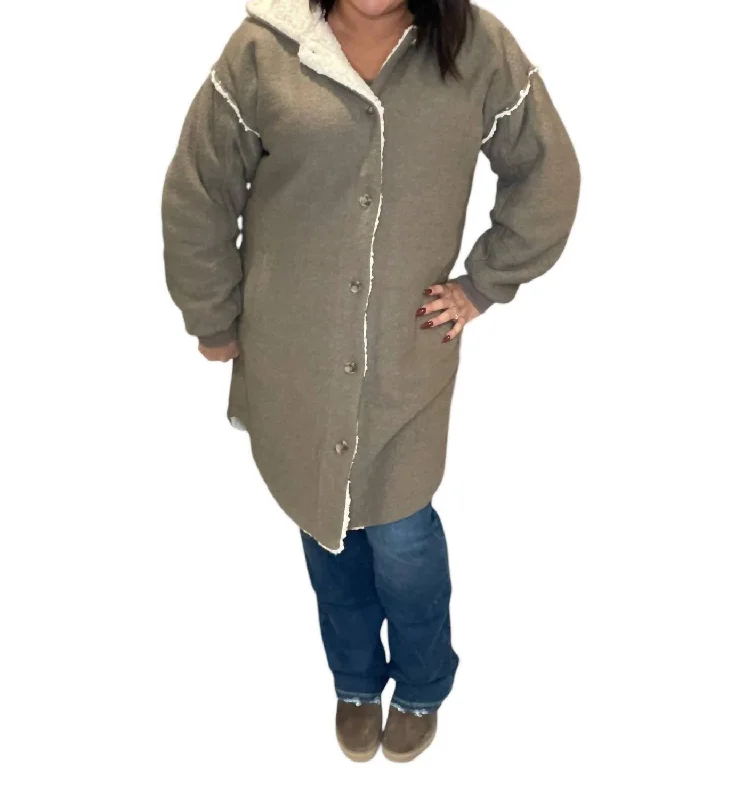 Sherpa Lined Open Jacket In Olive Best Online Clothing Boutiques