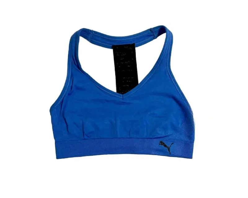 Women's Racer Back Low Logo Sports Bra In Blue Affordable Women's Outfit