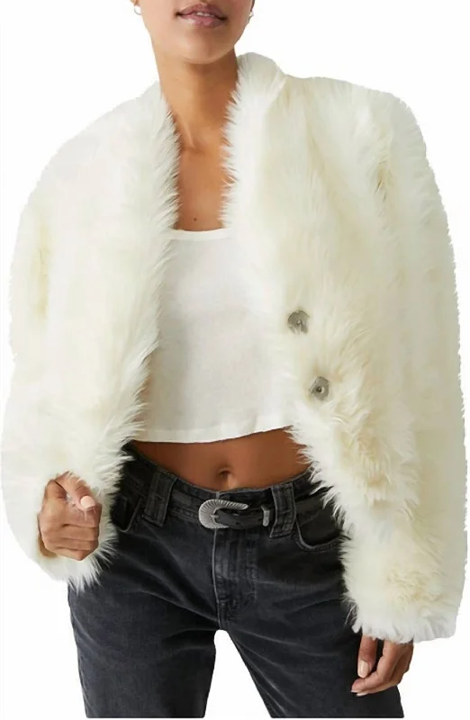 All Night Fur Jacket In Sugar Women's Evening Wear for Special Occasions