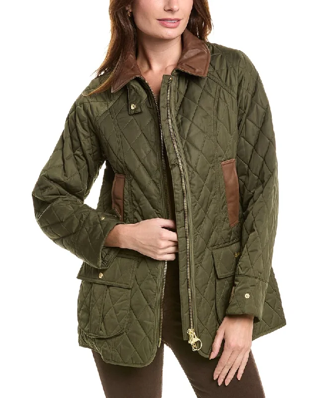 Barbour Beadnel Leather-Trim Coat Stylish Outerwear Clothes For Women