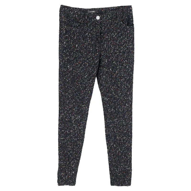 Chanel Sequined Straight-Leg Trousers in Multicolor Wool Tweed Women's Clothes And Apparel