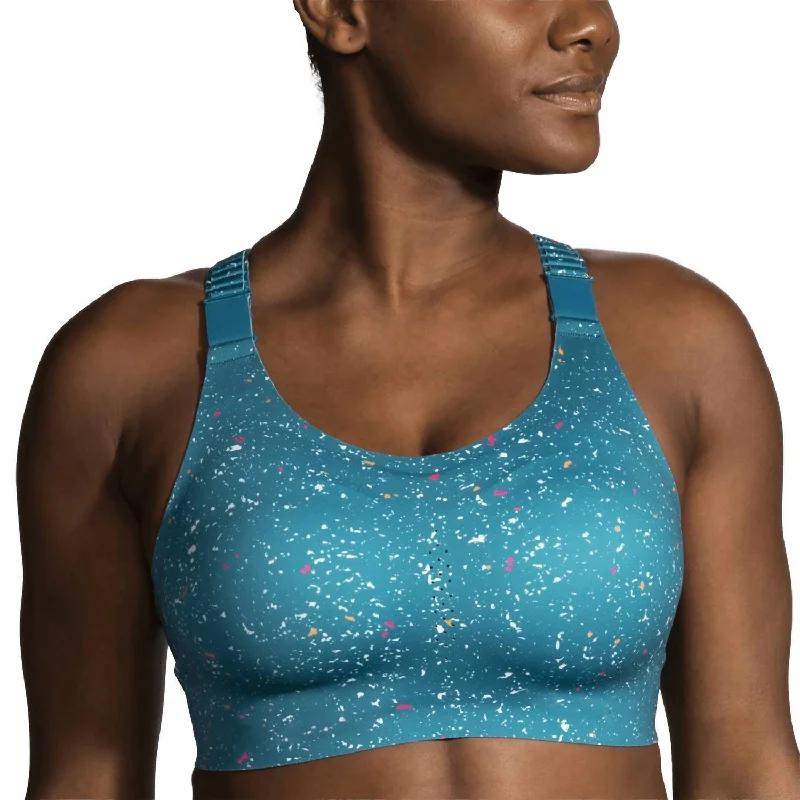 Dare Racerback Run Bra 2.0 In Lagoon Speckle Print Clothing For Women