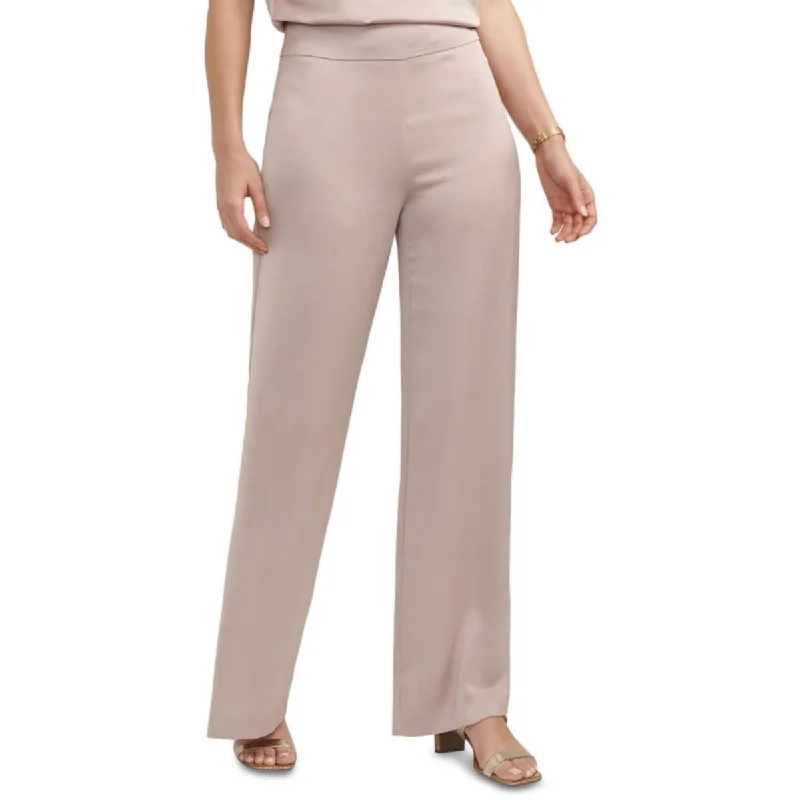 Petites Womens Satin Wide Leg Dress Pants Women's Vintage Attire