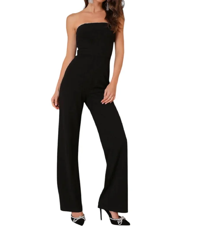 Strapless Jumpsuit In Black Stylish Women's Garments For Holidays