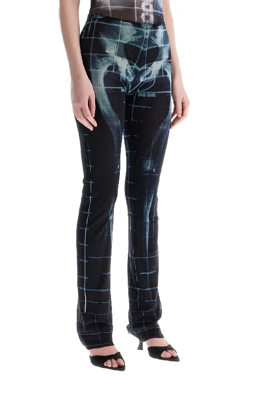 Jean Paul Gaultier Black Polyamide Pants With Skeleton Print Sophisticated Style