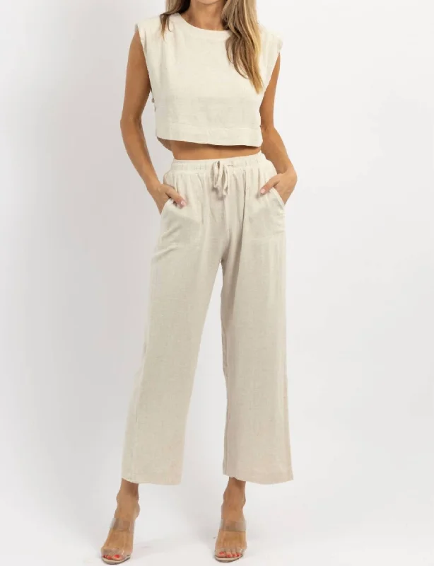 Act Neutral Oat Pant Set In Beige Women's Comfortable Lounge Attire