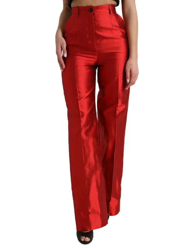 Dolce & Gabbana Elegant High Waist Wide Leg Silk Women's Pants Women's Elegant Clothes