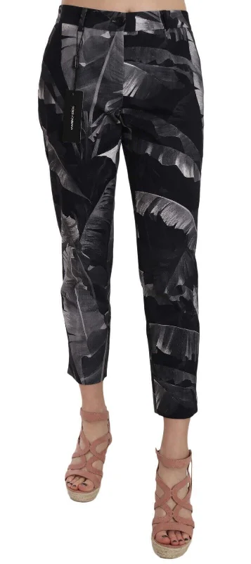 Dolce & Gabbana Elegant  Banana Leaf Print Capri Women's Pants Women's Urban Clothing