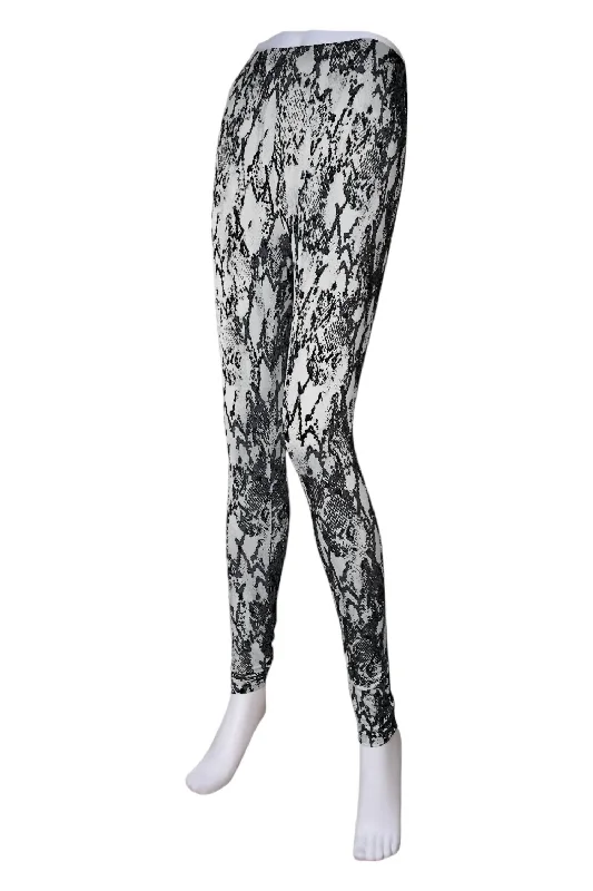 Women's Snake Print Leggings In Black Women's Casual Wear Outfit